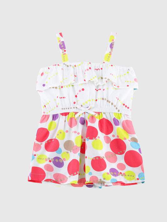 Girls Bubble Print Cotton Romper