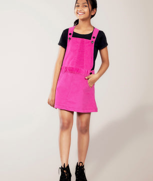 Girls Corduroy Pinafore Dress in Lilac Color