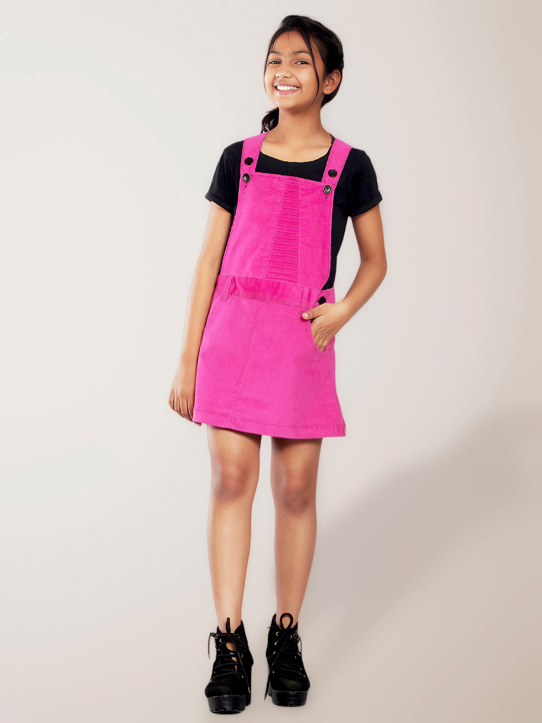Girls Corduroy Pinafore Dress in Lilac Color