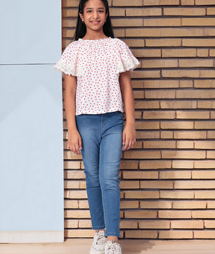 Girls Polka Dotted Rayon Top
