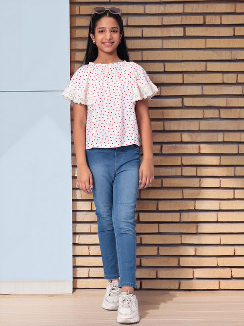 Girls Polka Dotted Rayon Top