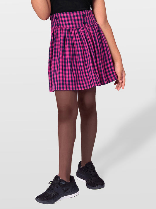 Girls Plaid Skirt in Blue and Pink