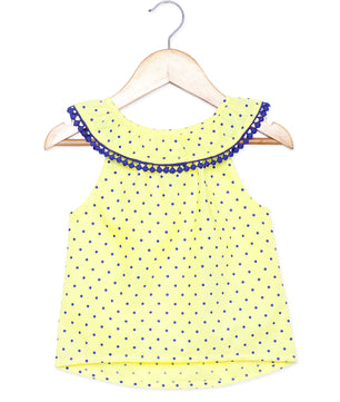 Girls Neck Frill Cotton Top