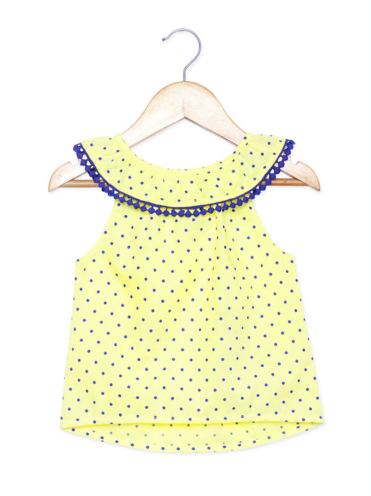 Girls Neck Frill Cotton Top