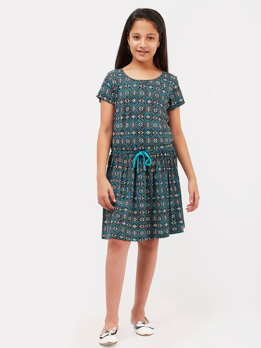 Girls Allover Print Jersey Dress