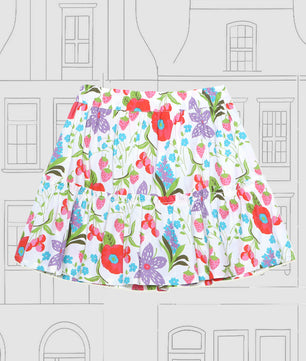 Girls Tiered Skirt in Printed Cotton