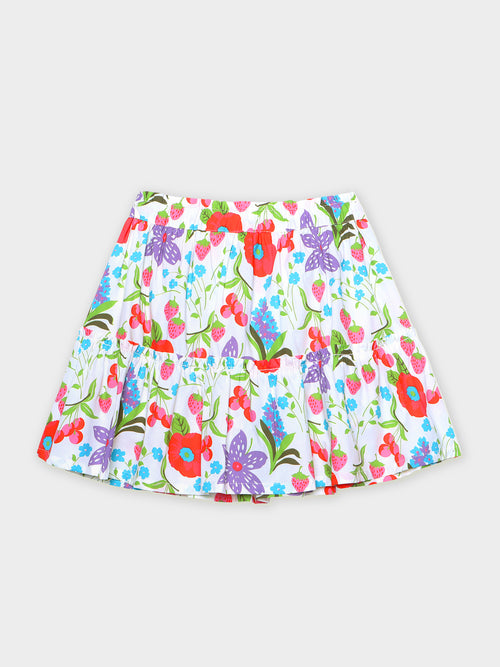Girls Tiered Skirt in Printed Cotton