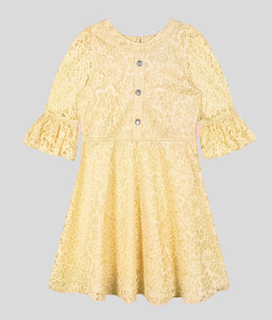 Girls Golden Lace Dress