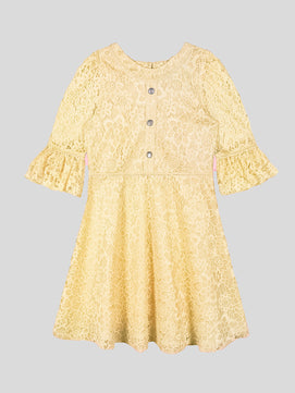 Girls Golden Lace Dress