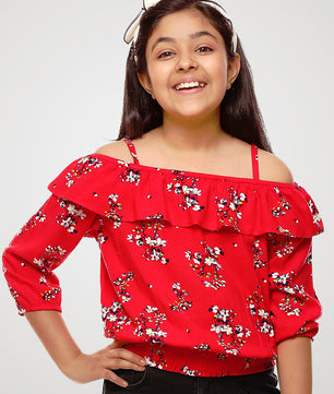 Girls Printed Rayon Top
