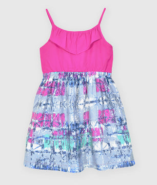 Girls Ruffle Neck Dress