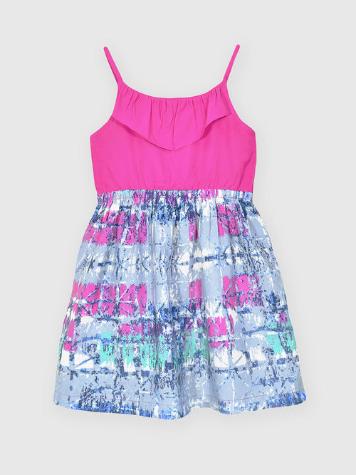 Girls Ruffle Neck Dress