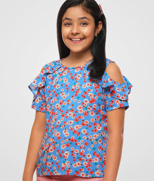 Girls Blue Rayon Top