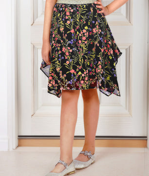 Girls Black Georgette Skirt