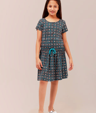 Girls Allover Print Jersey Dress