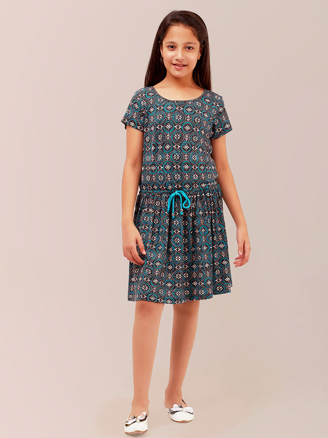 Girls Allover Print Jersey Dress