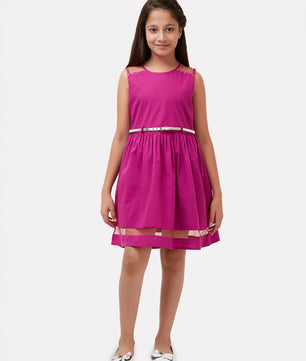 Girls Magenta Cotton Dress
