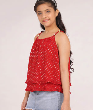 Girls Red Polka Dot Top
