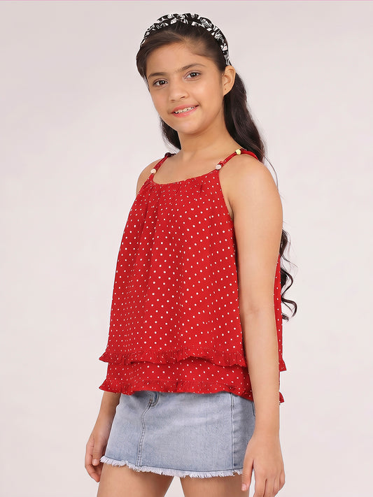 Girls Red Polka Dot Top