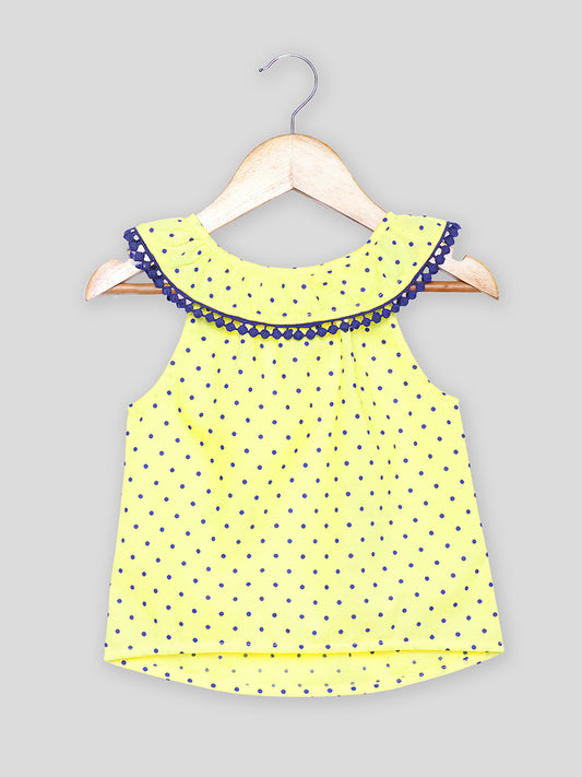Girls Neck Frill Cotton Top