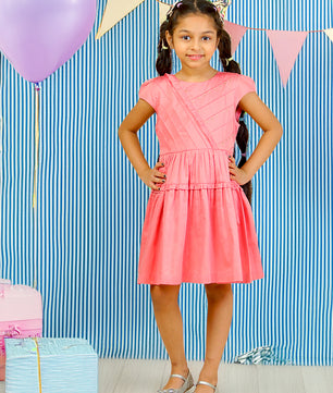 Girls Pink Cotton Satin Dress