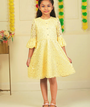 Girls Golden Lace Dress