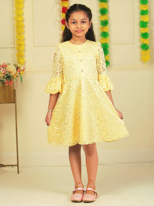 Girls Golden Lace Dress