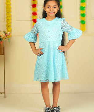 Girls Light Blue Lace Dress