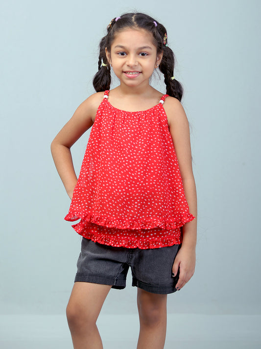 Girls Red Polka Dot Top