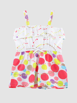 Girls Bubble Print Cotton Romper