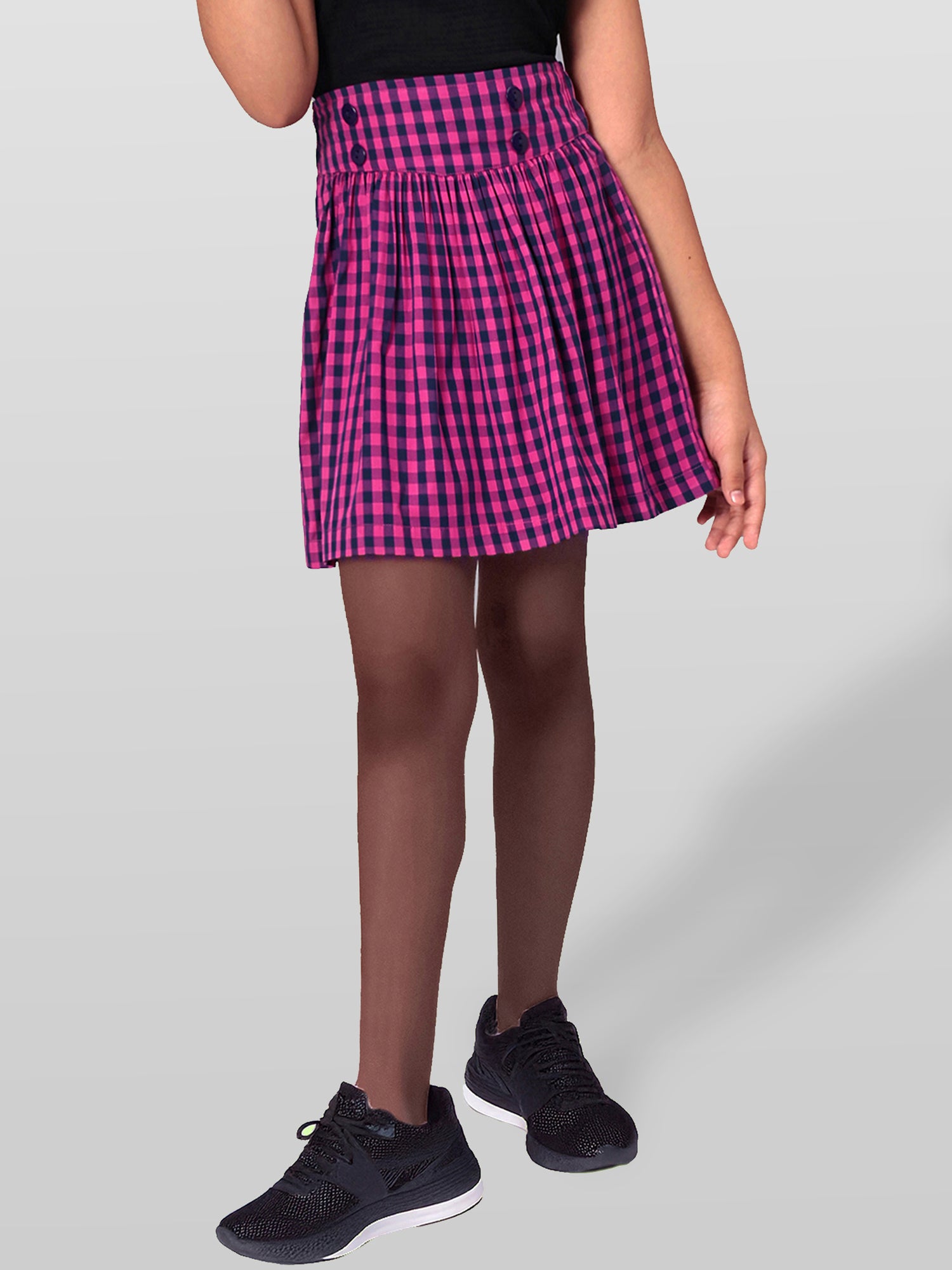 Girls Plaid Skirt in Blue and Pink