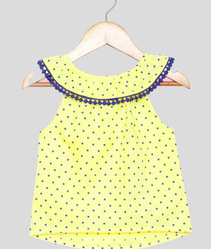 Girls Neck Frill Cotton Top