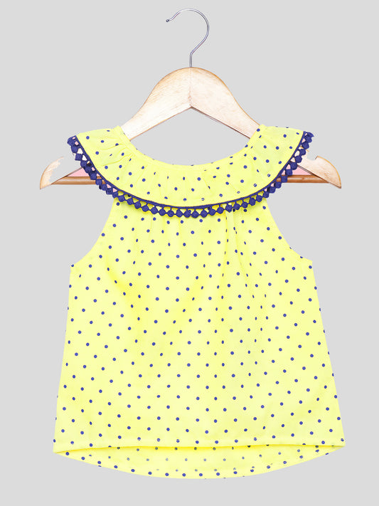 Girls Neck Frill Cotton Top