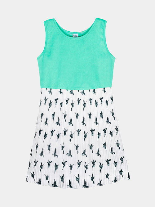 Girls Pleated Skirt Tank Dress