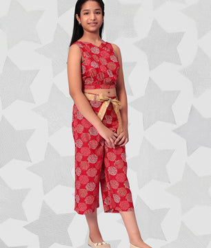 Girls Red Rayon Clothing Set