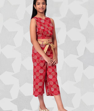 Girls Red Rayon Clothing Set