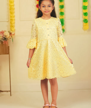 Girls Golden Lace Dress