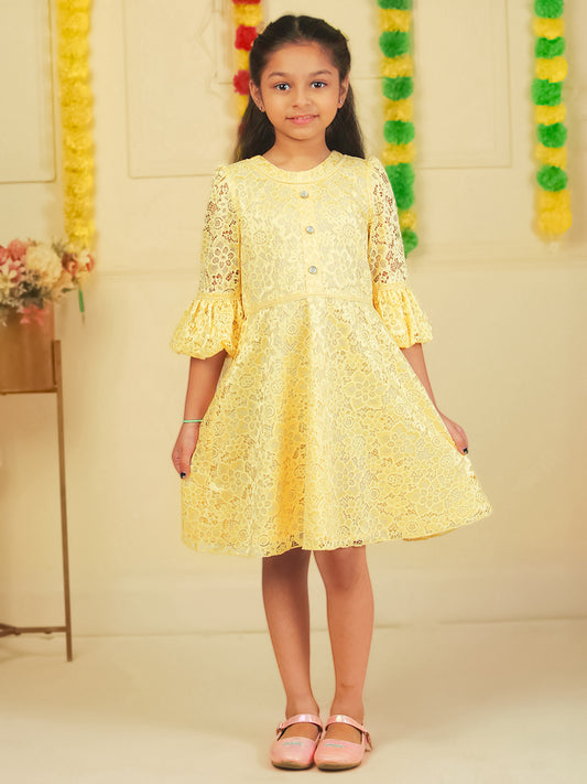 Girls Golden Lace Dress