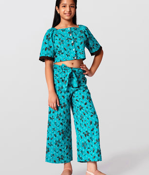 Girls Printed Cotton Top and Palazzo Set