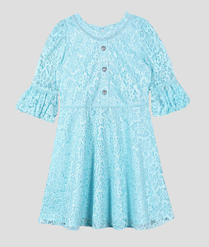 Girls Light Blue Lace Dress
