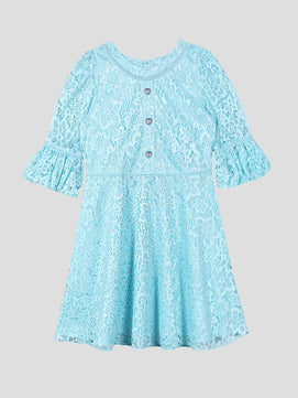 Girls Light Blue Lace Dress