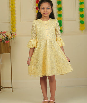 Girls Golden Lace Dress