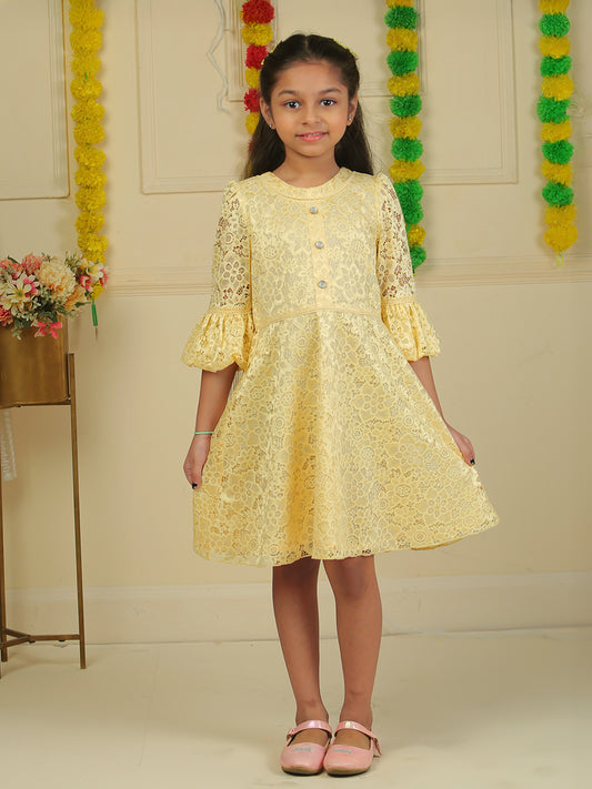 Girls Golden Lace Dress