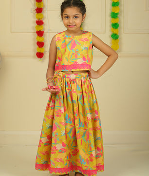 Girls Lehenga Choli in Linen Cotton