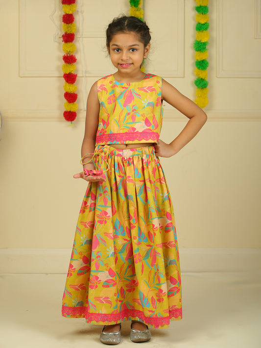 Girls Lehenga Choli in Linen Cotton