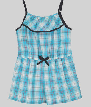 Girls Checks Cotton Romper