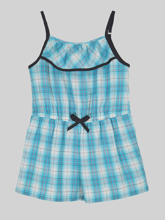 Girls Checks Cotton Romper
