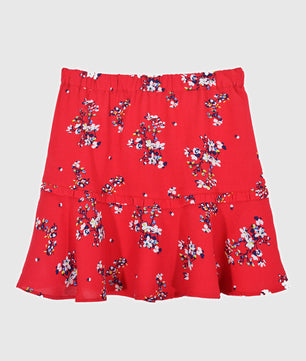 Girls Printed Rayon Flared Skirt