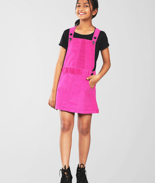 Girls Corduroy Pinafore Dress in Lilac Color