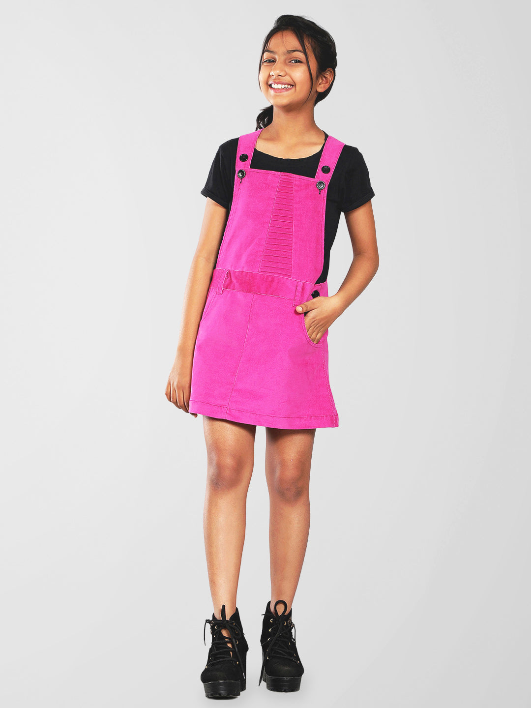 Girls Corduroy Pinafore Dress in Lilac Color